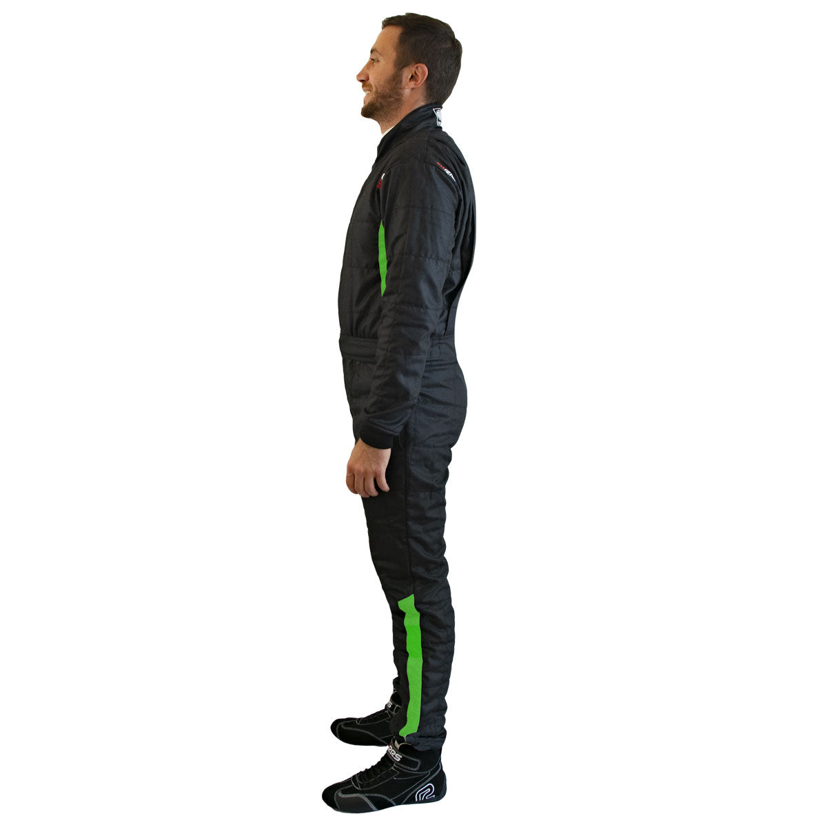 Combinezon FIA RRS DIAMOND STAR RACE SUIT BLACK AND GREEN