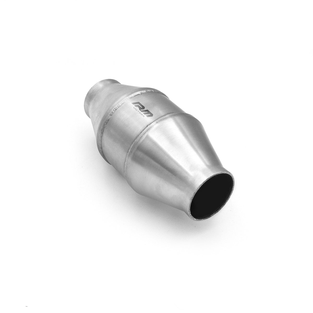 Conical straight-through sports silencer, stainless, body 110 mm, 63.5 mm inlet and outlet, RMU5