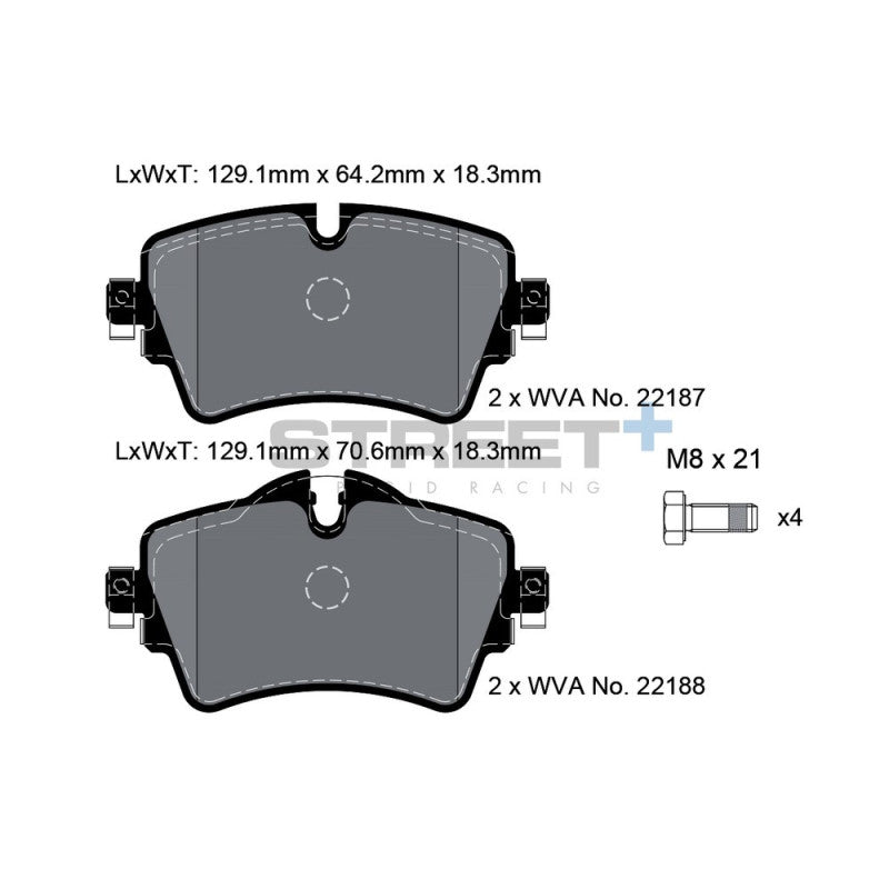 Placute Frana Fata Pagid Street+ T8161 - BMW Seria 1 F52, BMW Seria 2 F45