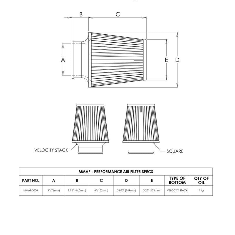 Filtru Aer Sport Universal Mishimoto - Diametru 76mm