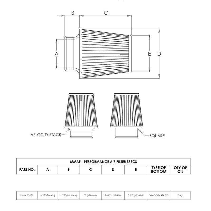 Filtru Aer Universal Mishimoto Fix - Diametru 70mm