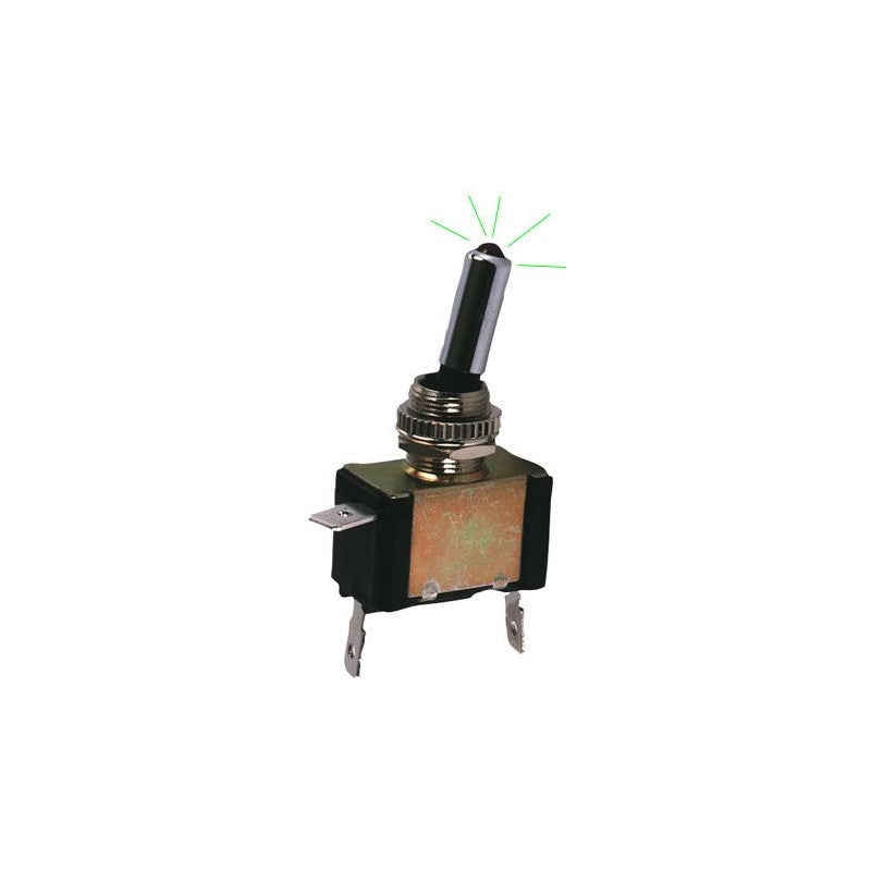 Intrerupator metalic cu LED verde 12V 20A