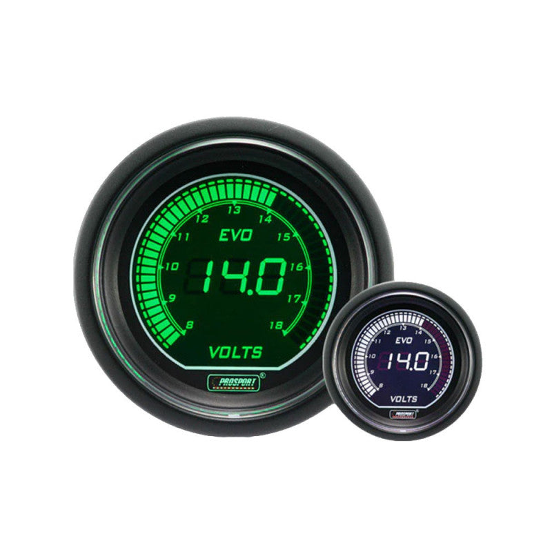 Ceas digital voltmetru Prosport 52mm, iluminare verde sau alb