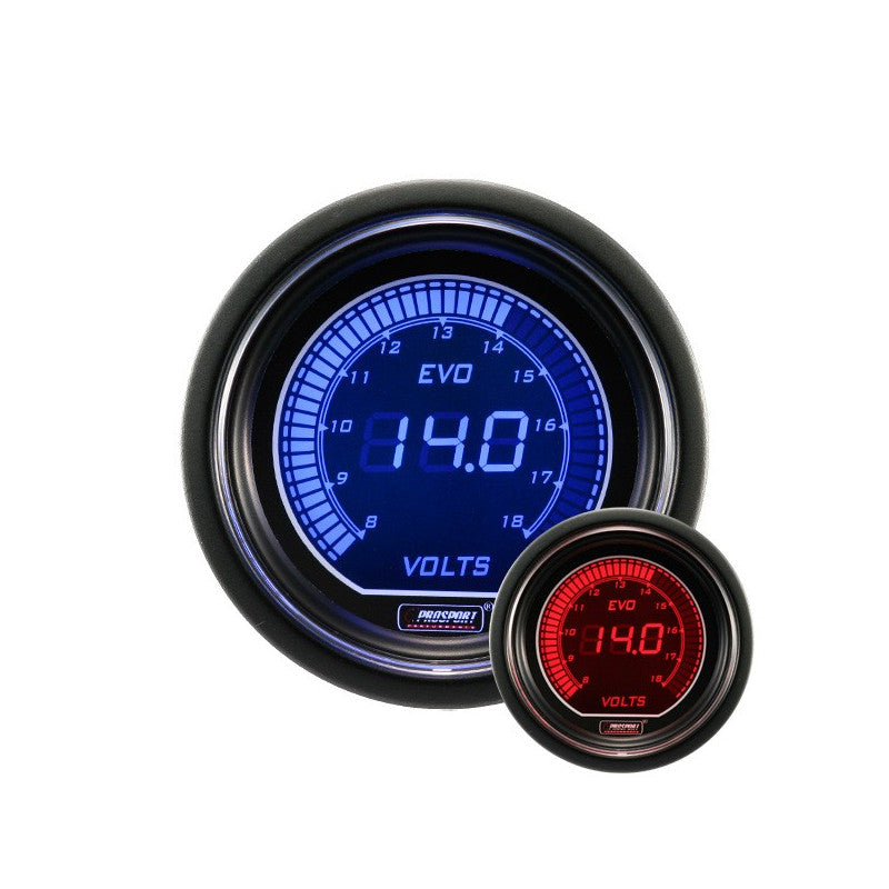 Ceas digital voltmetru Prosport 52mm, iluminare albastru sau rosu