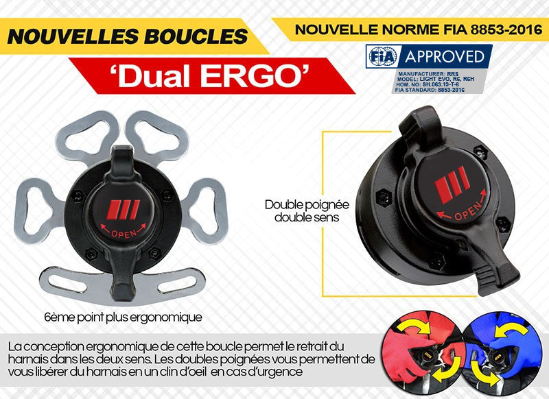 Centura 6 puncte RRS FIA 3" 2" pentru HANS® 2.8Kg Rosu