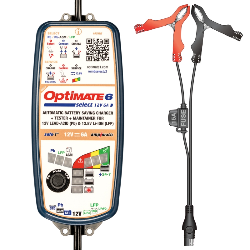Incarcator Baterie Optimate 6 Select V2 (12V 6A, AGM/GEL/Litiu)
