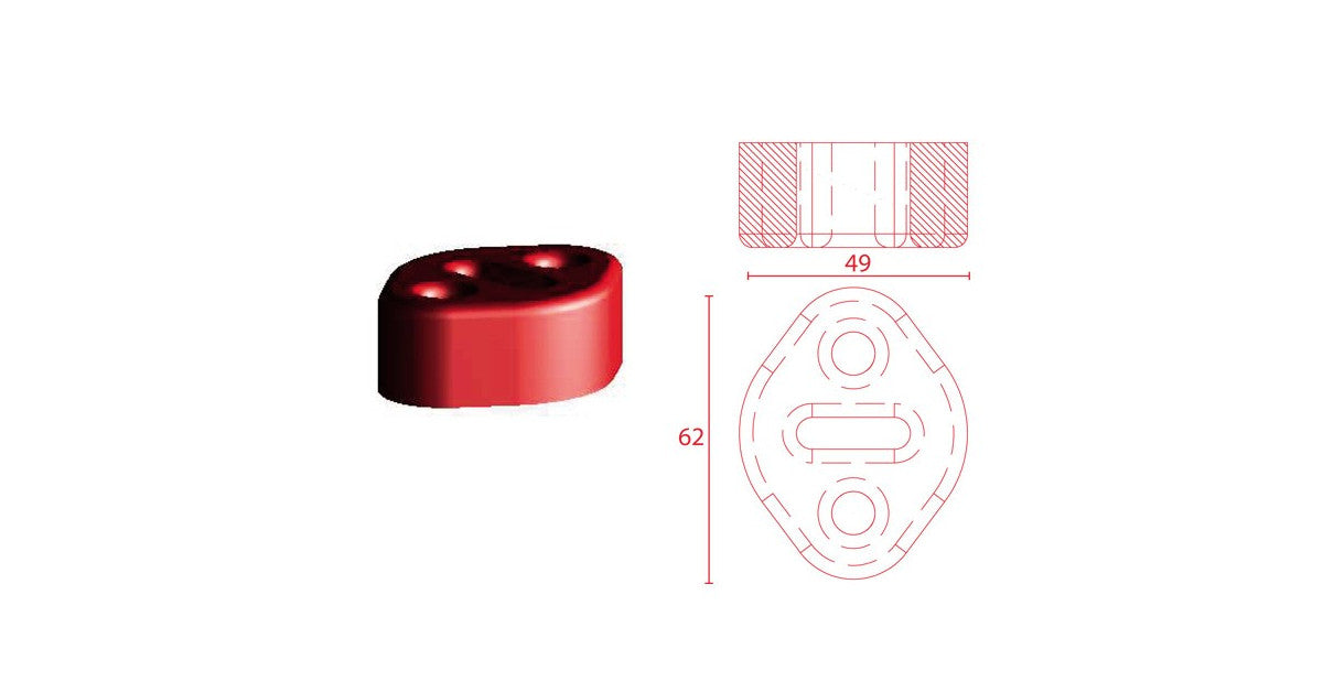 Tampon Evacuare Poliuretan Powerflex (64x50x23mm, Interior 9.5mm)