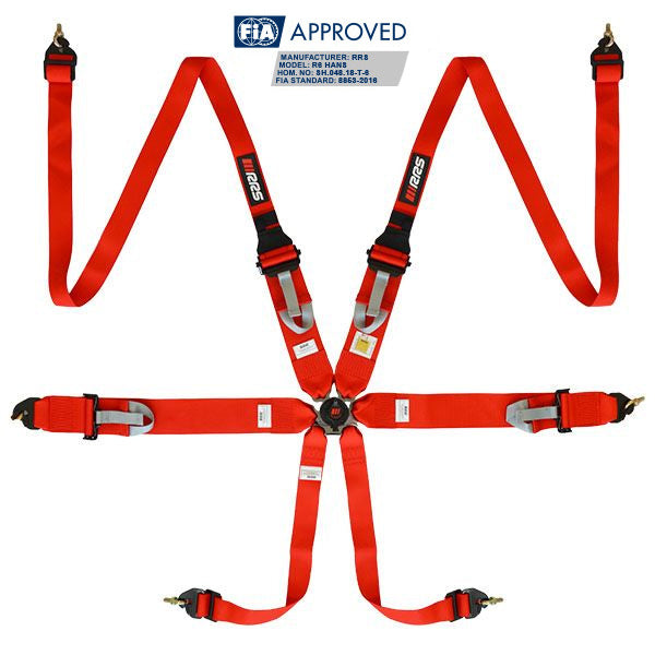 Centura 6 puncte RRS FIA 3" 2" pentru HANS® 2.8Kg Rosu