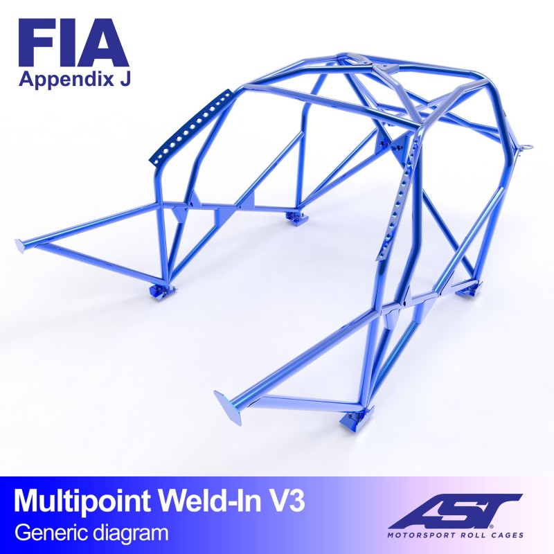 AST Roll Cage V3 10-puncte (Weld-In) pentru AUDI Coupe (B3) 2 usi Coupe Quattro