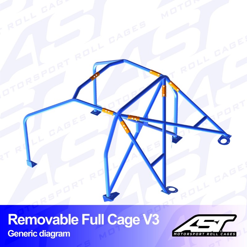 AST Full Cage V3 6-puncte (Bolt-In) pentru SEAT Leon (5F) 5 usi Hatchback
