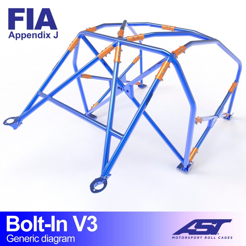 AST Full Cage V3 6-puncte (Bolt-In) pentru SUBARU Legacy (BC) 4 usi Sedan 4WD