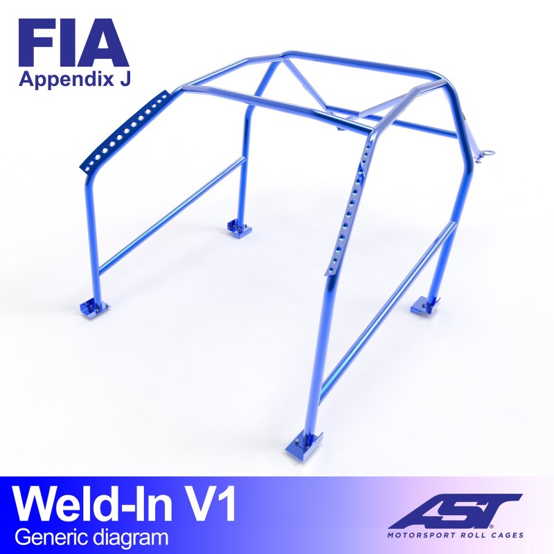 AST Roll Cage V1 8-puncte (Weld-In) pentru VOLKSWAGEN Golf (Mk2) 3 usi Hatchback