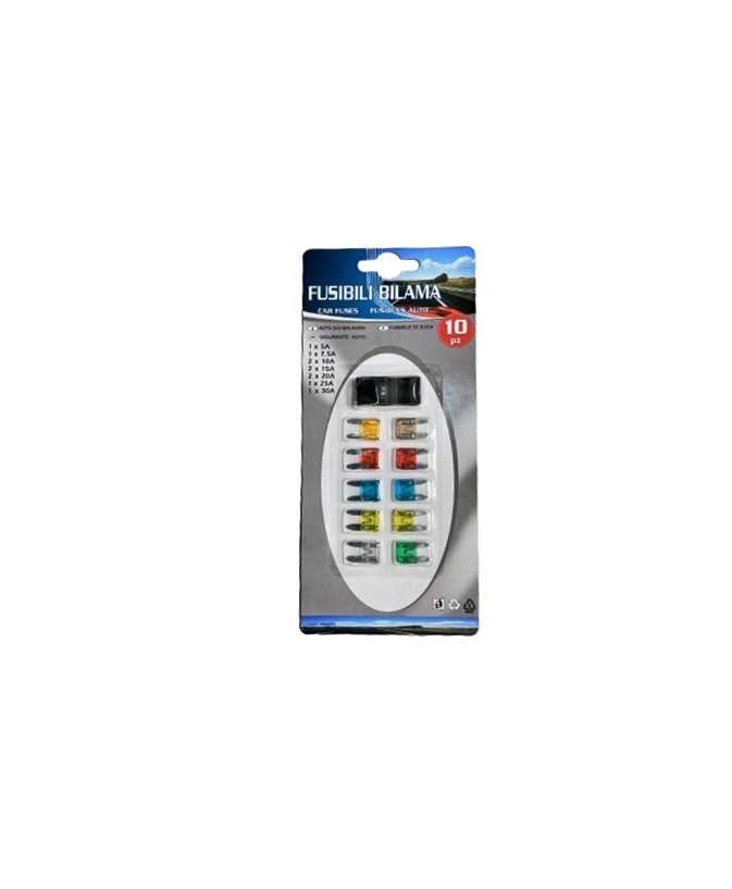 Set 10 sigurante auto lamelare mini, 5A pana la 30A, cu clema de extras