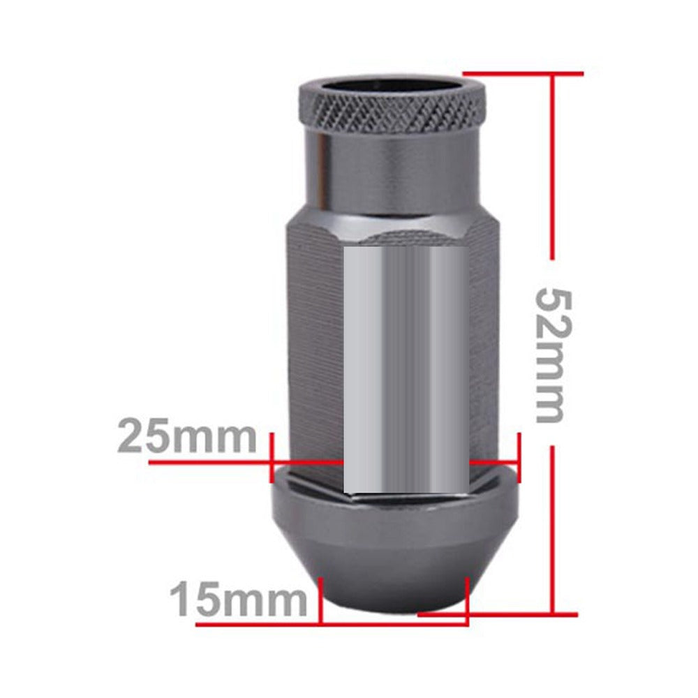 Set 20 Piulite Roata Usoare din Aluminiu, 52 mm, M12x1,25, Let's Race