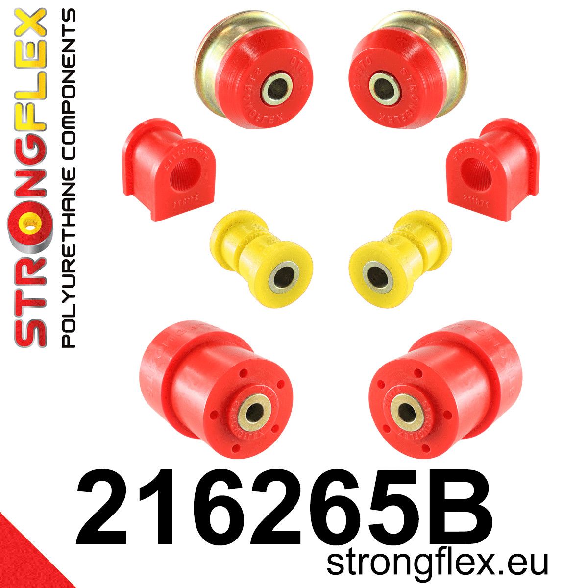 Kit bucse poliuretan Strongflex suspensie fata si punte spate - Toyota Corolla - 216265B