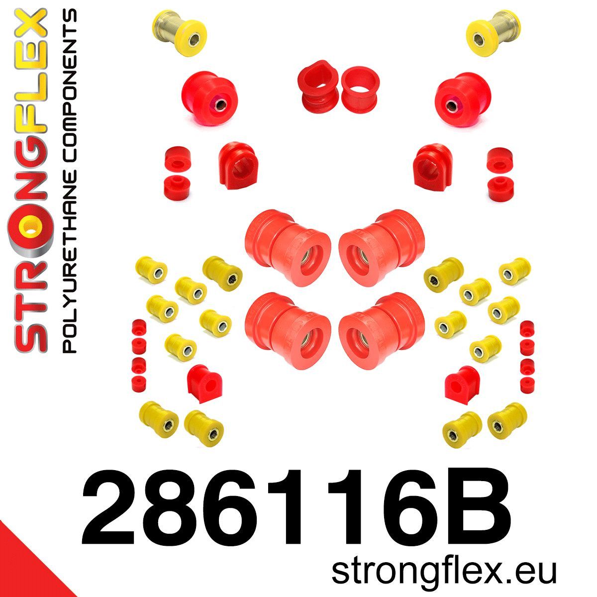 Kit complet bucse poliuretan Strongflex pentru suspensie - Nissan Silvia / 200SX - 286116B