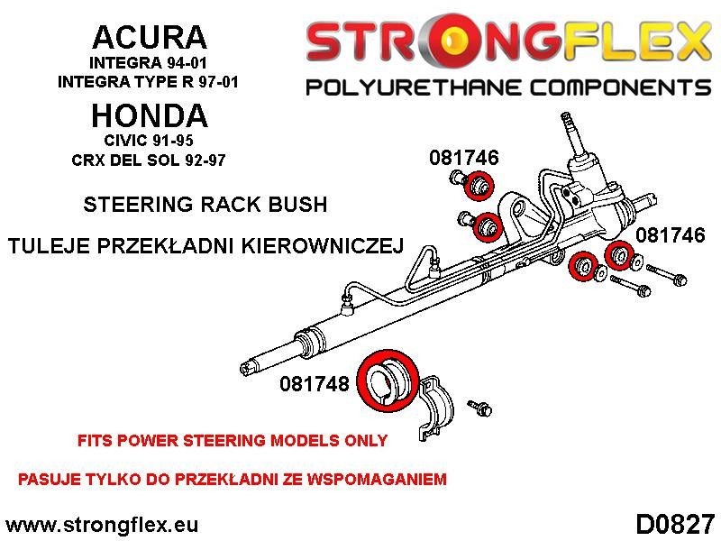 Kit bucse poliuretan Strongflex prindere caseta de directie SPORT - Honda Civic, Integra - 086201A