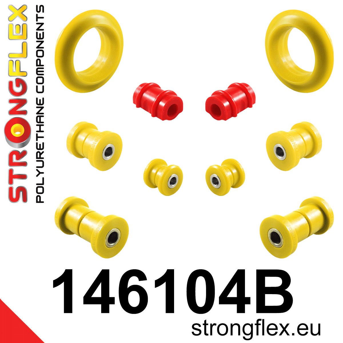 Kit bucse poliuretan Strongflex suspensie fata si punte spate - Peugeot 205, 309 - 146104B