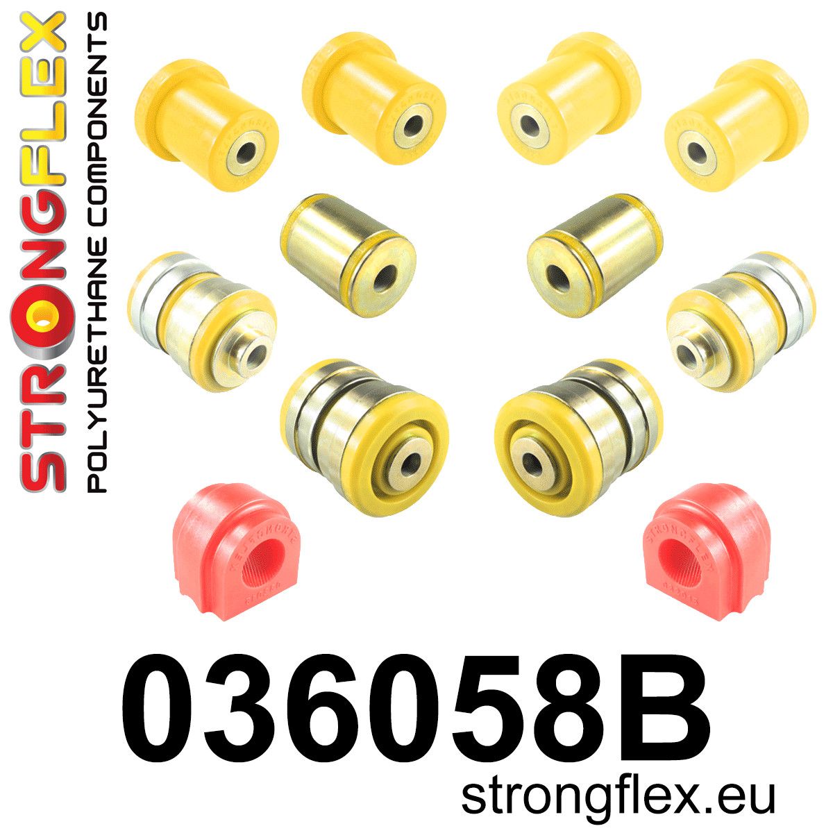 Kit bucse poliuretan Strongflex suspensie fata - BMW Seria 5, Seria 6 - 036058B
