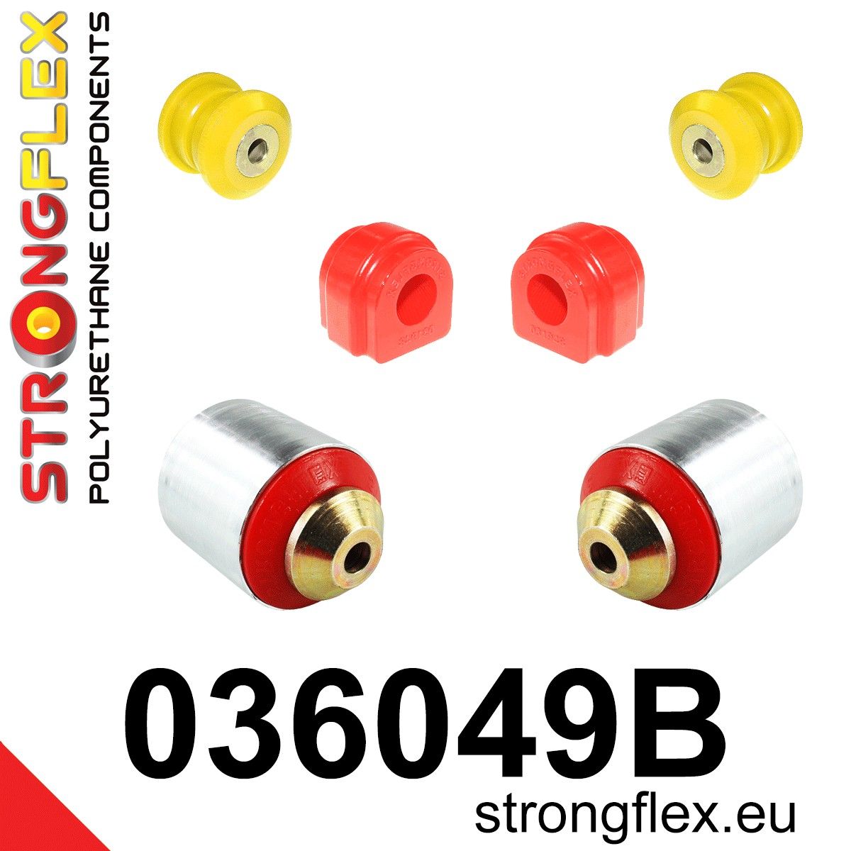 Kit bucse poliuretan Strongflex suspensie fata - BMW Seria 1, Seria 2, Seria 3, Seria 4 - 036049B