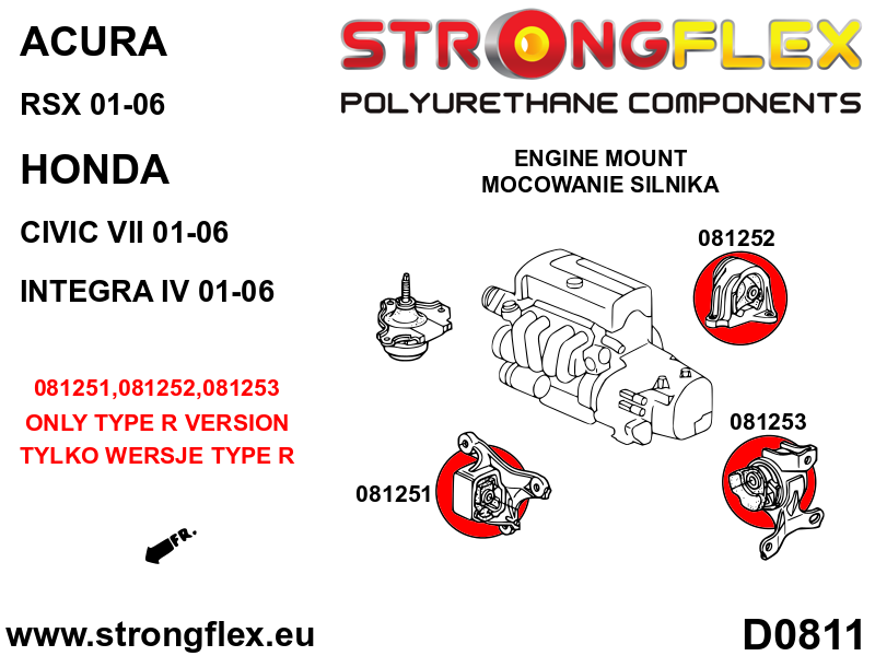 Insertie poliuretan Strongflex tampon cutie de viteze SPORT - Honda Civic, Integra - 081253A
