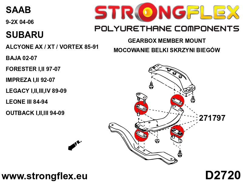 Piesa poliuretan Strongflex - Gearbox member mount - Subaru Forester, Impreza, Legacy/Outback - 271797B