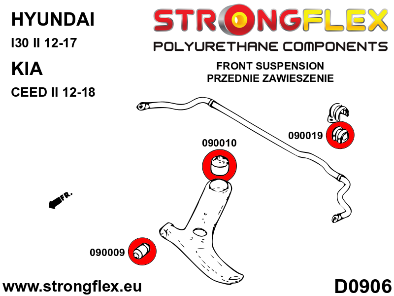 Bucsa poliuretan Strongflex posterioara brat suspensie fata - Hyundai I30 - 090010B