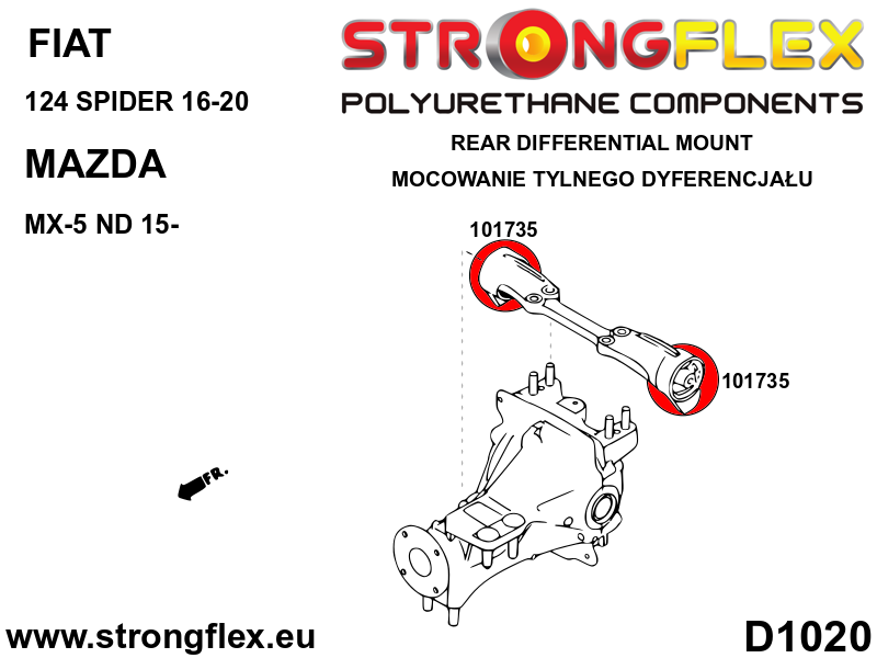 Insertie poliuretan Strongflex bucsa diferential spate - Mazda MX-5 / Miata / Roadster - 101735B