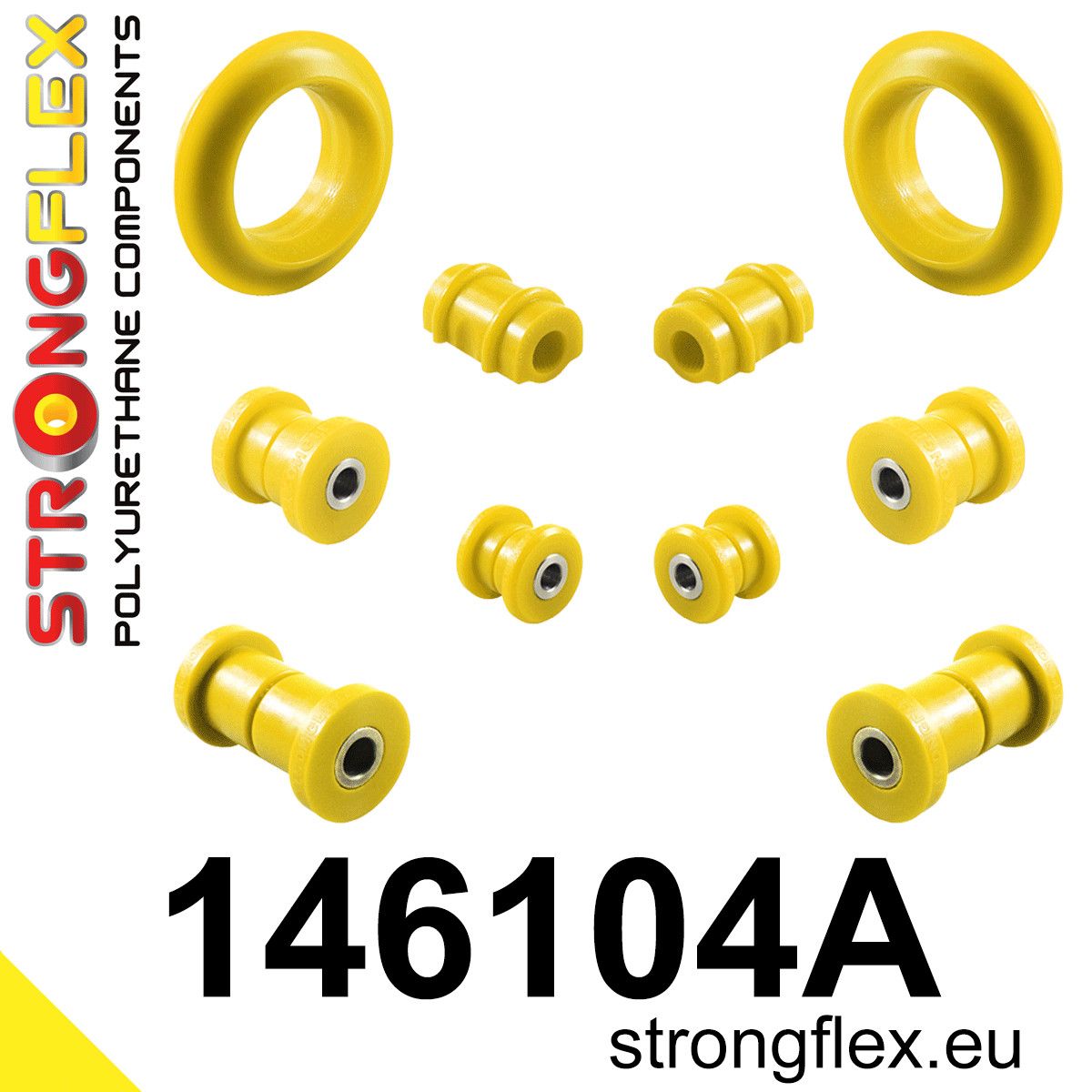 Kit bucse poliuretan Strongflex suspensie fata si punte spate SPORT - Peugeot 205, 309 - 146104A