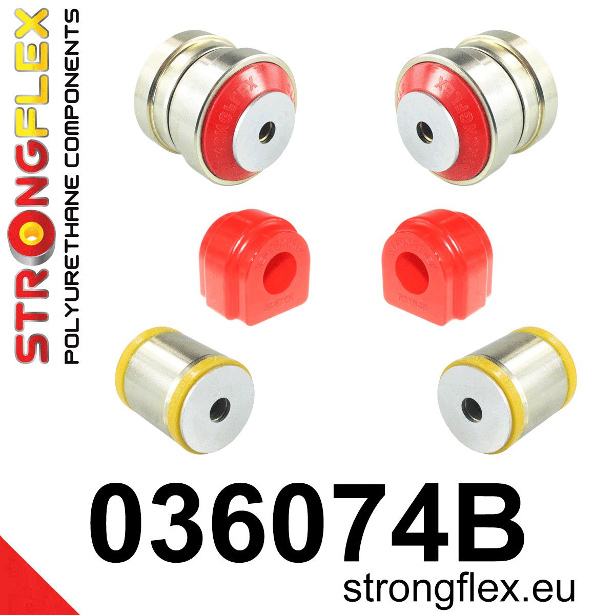 Kit bucse poliuretan Strongflex suspensie fata - BMW Seria 1, Seria 2, Seria 3, Seria 4 - 036074B