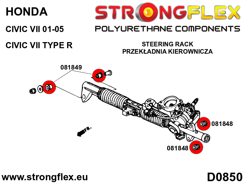Bucsa poliuretan Strongflex caseta de directie SPORT - Honda Civic - 081848A