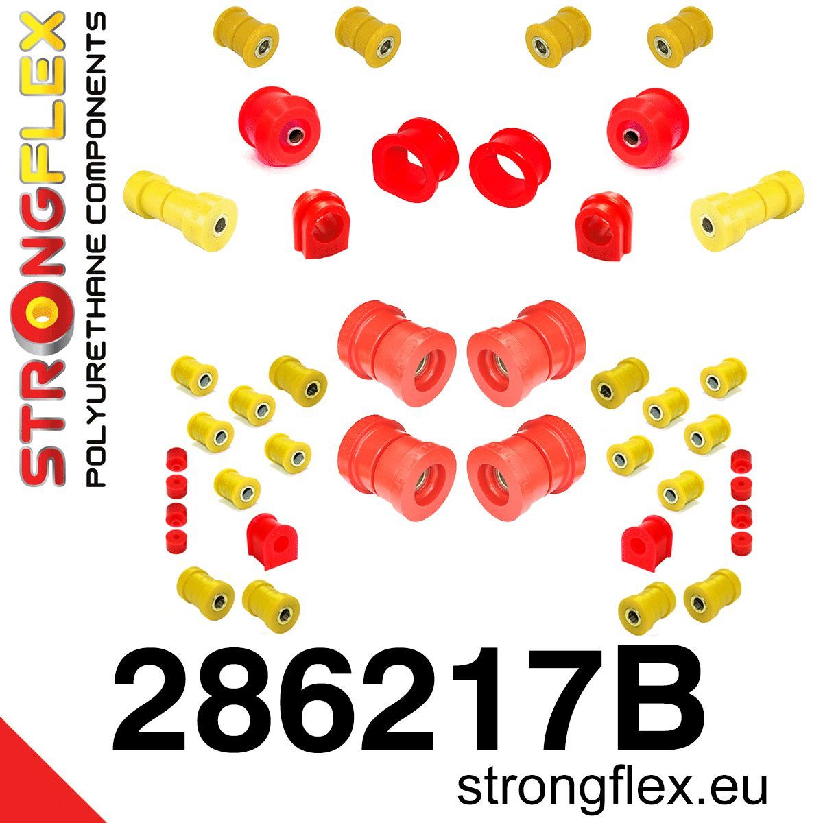 Kit complet bucse poliuretan Strongflex pentru suspensie R33 R34 RWD - Nissan Skyline - 286217B