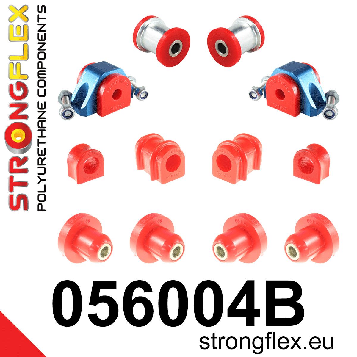 Kit bucse poliuretan Strongflex suspensie fata si punte spate - Peugeot 106 - 056004B