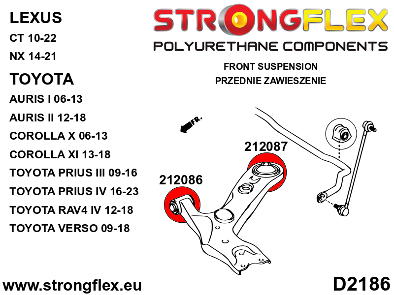 Bucsa poliuretan Strongflex posterioara brat suspensie fata SPORT - Toyota Corolla, RAV4 - 212087A