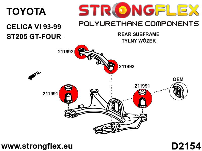 Bucsa poliuretan Strongflex frontala prindere diferential spate - Toyota Celica - 211992B