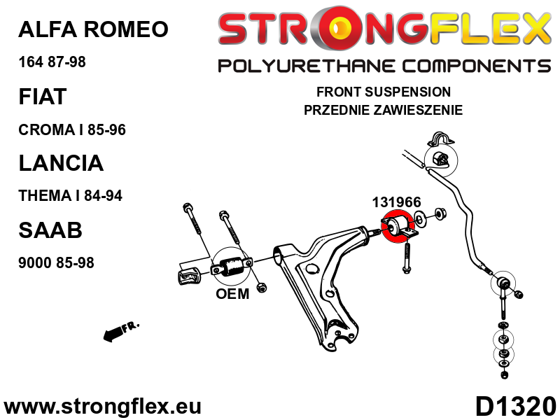 Bucsa poliuretan Strongflex posterioara brat suspensie fata - Alfa Romeo 164 - 131966B