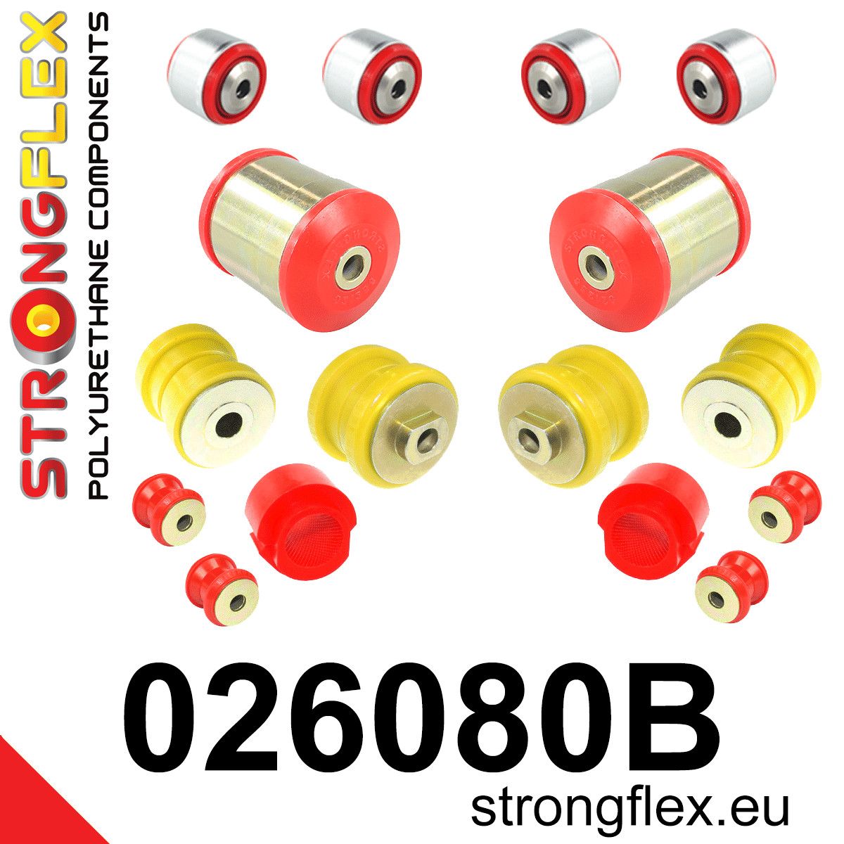 Kit bucse poliuretan Strongflex suspensie fata - Audi A4 / S4 / RS4 / Volkswagen Passat - 026080B