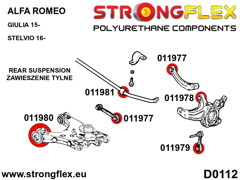 Bucsa poliuretan Strongflex brat superior spate SPORT - Alfa Romeo Giulia, Stelvio - 011977A