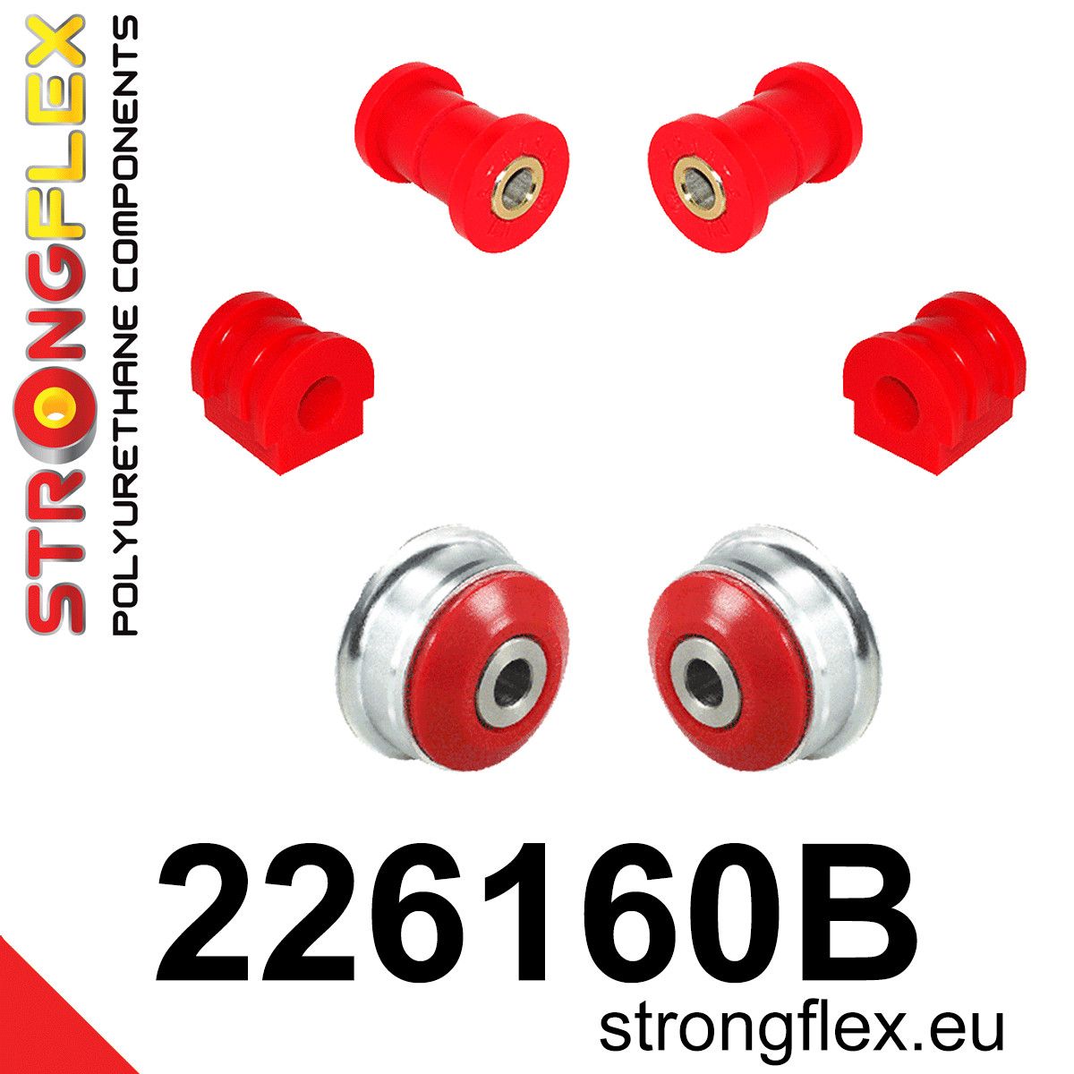 Kit bucse poliuretan Strongflex suspensie fata - Seat Ibiza / Volkswagen Polo - 226160B