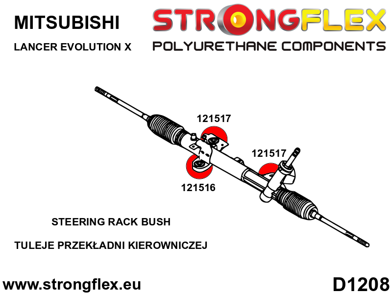 Kit bucse poliuretan Strongflex prindere caseta de directie SPORT - Mitsubishi Lancer Evolution - 126145A