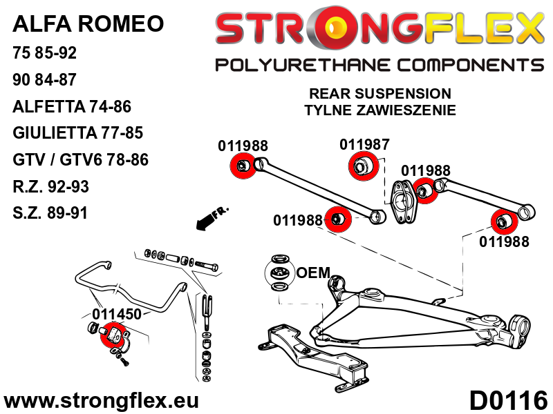 Bucsa poliuretan Strongflex bieleta spate SPORT - Alfa Romeo 75 / Milano, 90, Alfetta, GTV, Giulietta, R.Z., S.Z. - 011987A