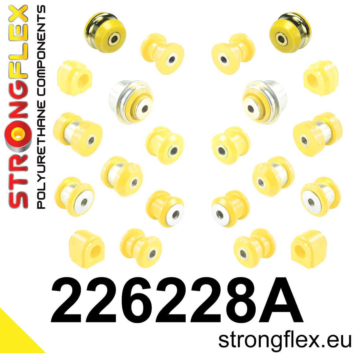 Kit complet bucse poliuretan Strongflex pentru suspensie SPORT - Audi A3 / S3 / RS3, TT / TTS / TTRS / Seat Leon - 226228A