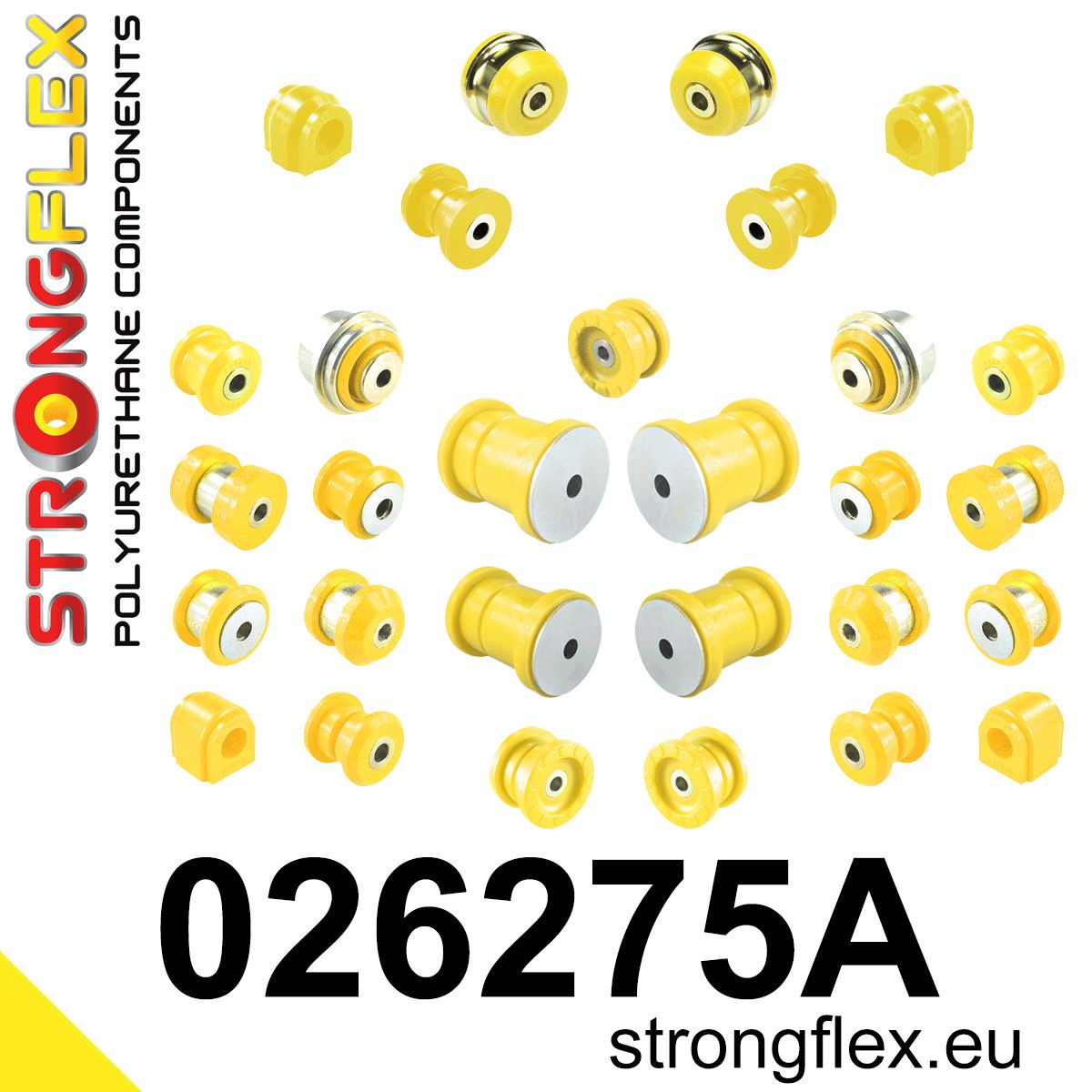 Kit complet bucse poliuretan Strongflex pentru suspensie SPORT - Audi A3 / S3 / RS3, TT / TTS / TTRS / Seat Leon - 026275A