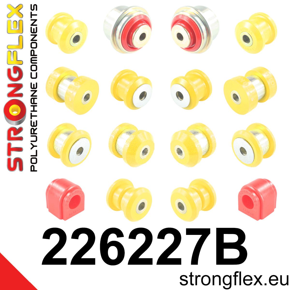 Kit bucse poliuretan Strongflex suspensie spate - Audi A3 / S3 / RS3, TT / TTS / TTRS / Seat Leon / Volkswagen Golf, Jetta, Passat - 226227B