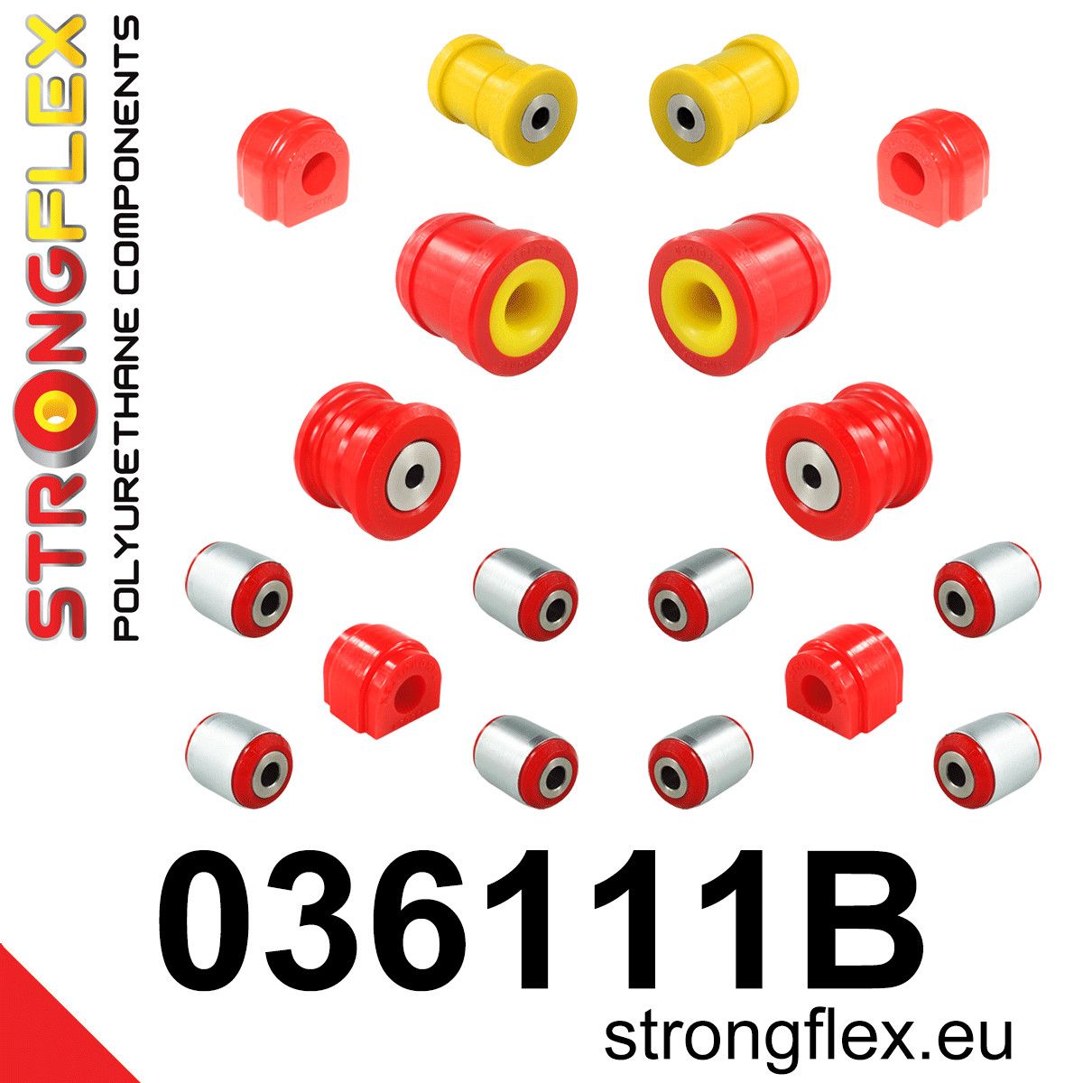 Kit complet bucse poliuretan Strongflex pentru suspensie - BMW Seria 1, Seria 2 - 036111B