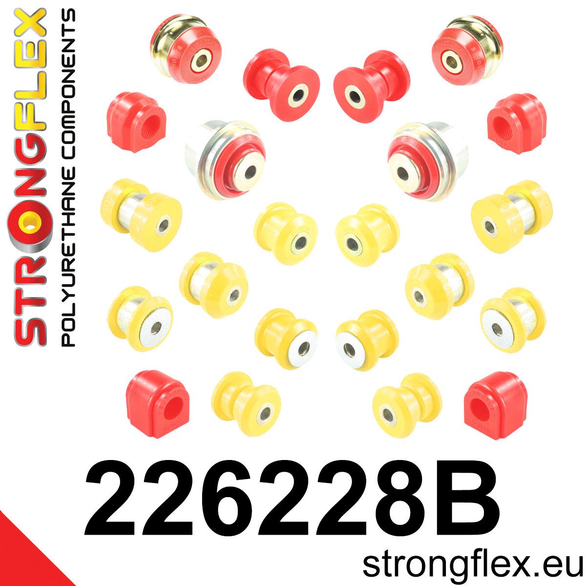 Kit complet bucse poliuretan Strongflex pentru suspensie - Audi A3 / S3 / RS3, TT / TTS / TTRS / Seat Leon - 226228B