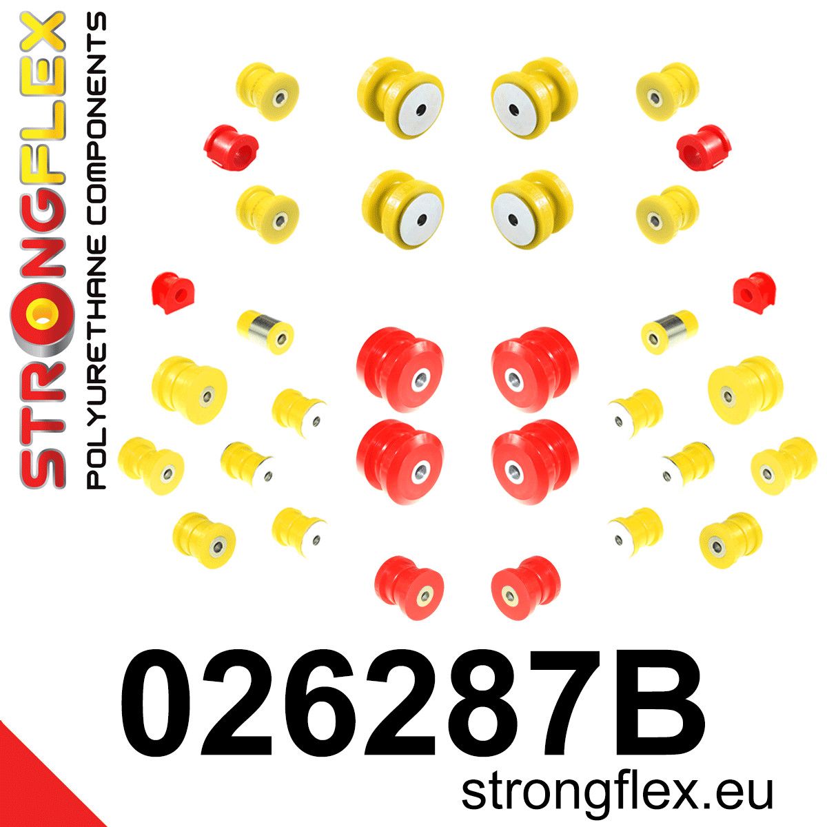 Kit complet bucse poliuretan Strongflex pentru suspensie - Audi 80 / 90 / S2 / RS2 - 026287B