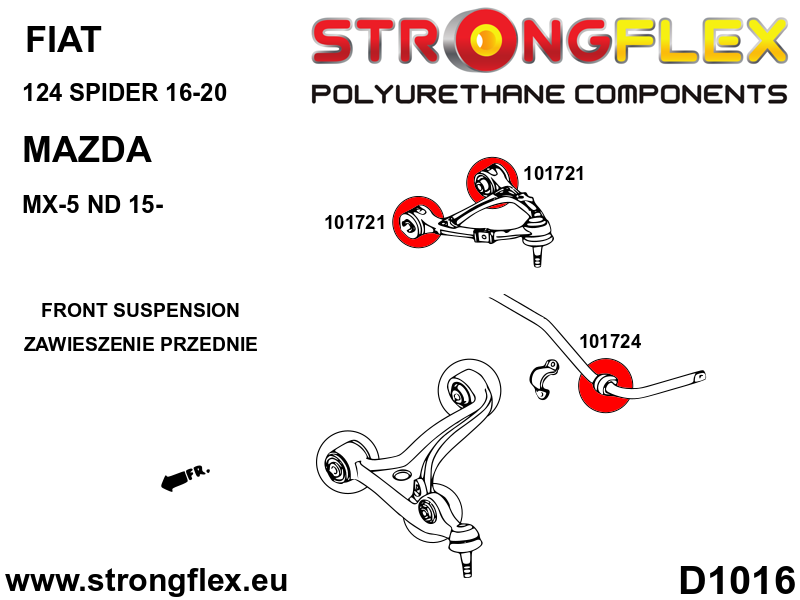 Bucsa poliuretan Strongflex bara stabilizatoare fata 22,7mm SPORT - Mazda MX-5 / Miata / Roadster - 101724A