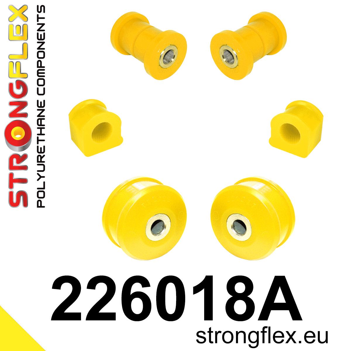 Kit bucse poliuretan Strongflex suspensie fata SPORT - Audi A3 / S3 / RS3 / Seat Leon / Volkswagen Bora, Golf - 226018A