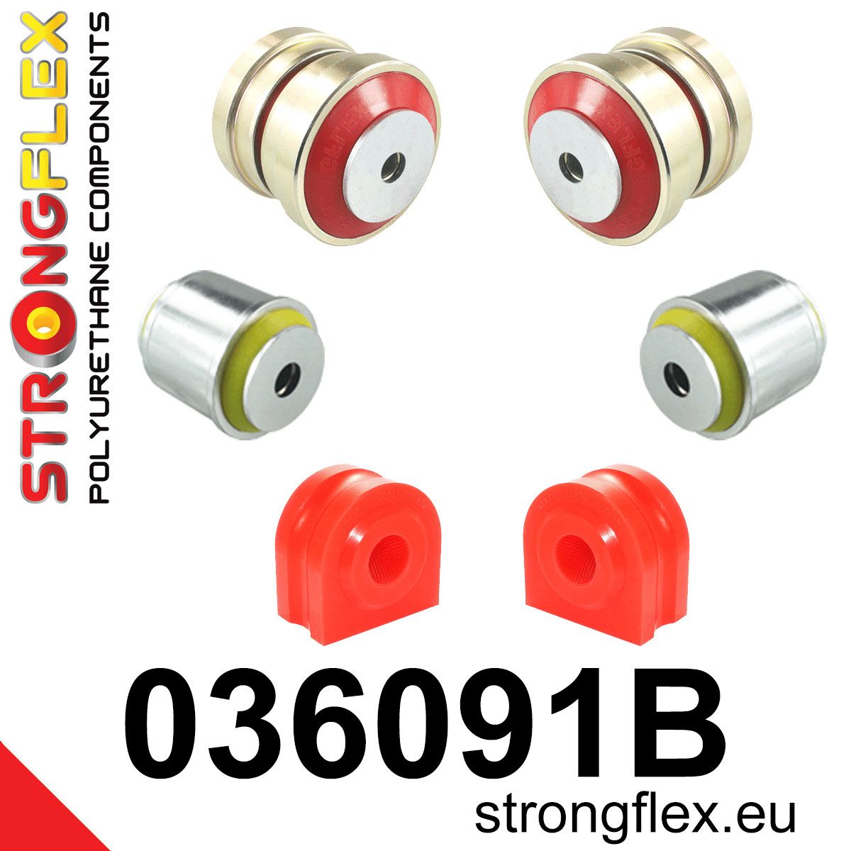 Kit bucse poliuretan Strongflex suspensie fata - BMW Seria 5, Seria 6 - 036091B